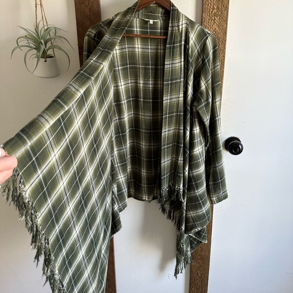 Vintage 90s Plaid Distressed Fringe Flannel Plaid Cardigan Women’s Size Large - Picture 4 of 13